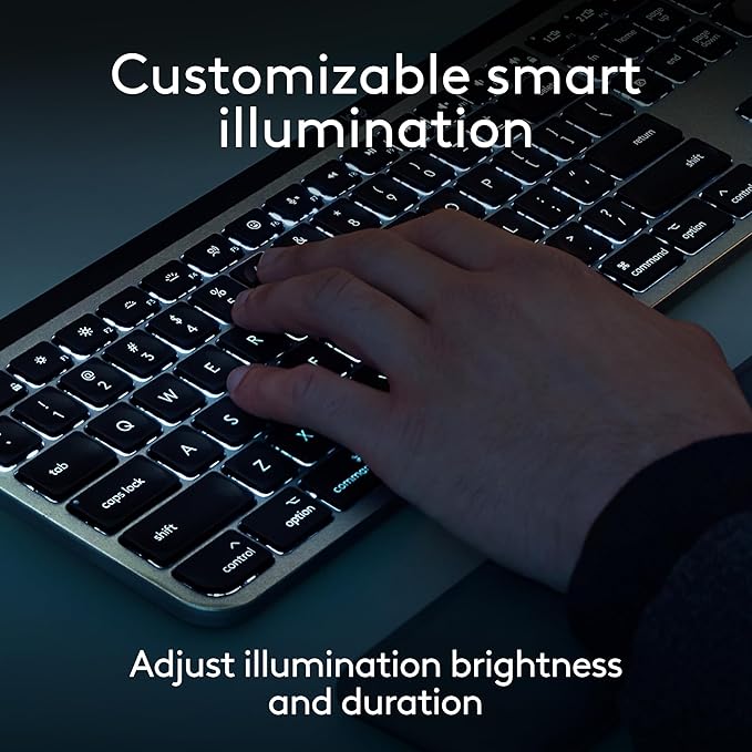 Logitech MX Keys S Combo for Mac, Wireless Keyboard and Mouse with Palm Rest, Backlit Keyboard, Fast Scroll Wireless Mouse, Bluetooth USB C for MacBook Pro, MacBook Air, iMac, iPad - Space Grey