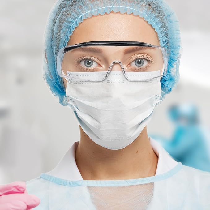 Safety Goggles Over Glasses, Anti-Fog Clear Wraparound Lens, Safety Glasses Over Eyeglasses, Anti-Scratch Lab or Shooting Glasses Eye Protection, Adjustable, UV Protective Eyewear ANSI Z87.1