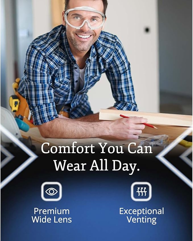 Aqulius Safety Goggles - 10-Pack, Direct-Vented & Comfort Fit - Anti-Fog Impact-Resistant Protective Eyewear Bulk for Construction - ANSI Z87+ Certified