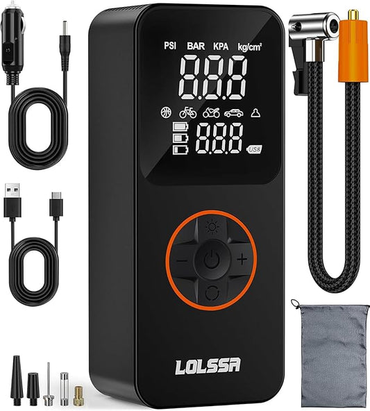 Tire Inflator Portable Air Compressor-Air Pump 20000mAh & 150PSI Cordless Electric for Car, Motorcycle, Bike, Ball, with Tire Gauge Pressure, Dual-Use Type