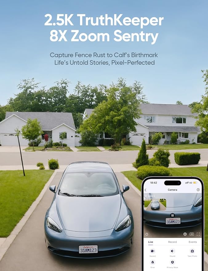 4G LTE Cellular Security Cameras Wireless Outdoor, 2.5K No WiFi Solar Powered Surveillance Camera for Home Security, PTZ AI Tracking Color Night Vision, SIM/64GB SD Card, Coldproof, AOR 24/7 Recording