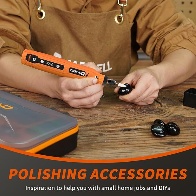 HARDELL Mini Cordless Rotary Tool, 5-Speed and USB Charging with storage case, Multi-Purpose 3.7V Power Rotary Tool for Sanding, Polishing, Drilling, Etching, Engraving, DIY Crafts