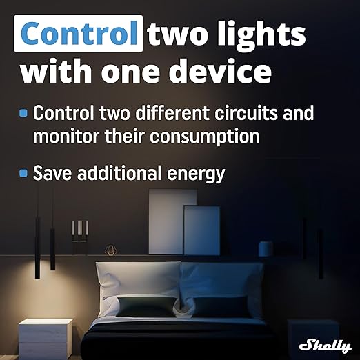 Shelly Plus 2PM UL | WiFi 2 Channels Smart Relay Switch with Power Metering | Home Automation | Alexa & Google Home Compatibility | iOS Android App | Roller Shutters Remote Control