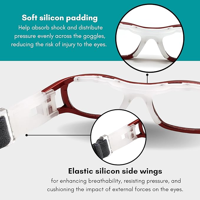 BLUE CUT Safety Basketball Goggles For Kids for Outdoor Sports Activities Anti Fog Replaceable to Prescription Lenses