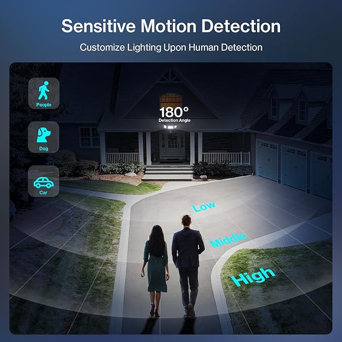 60W Motion Sensor Outdoor Lights, 6000lm Dusk to Dawn Flood Lights Outdoor Motion Sensor, IP65 Waterproof LED Security Lights Motion Outdoor, 6500K Motion Detector Lights for Outside, Yard (Black)