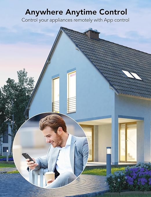 Govee Dual Smart Plug 2 Pack, 15A WiFi Bluetooth Outlet, Work with Alexa and Google Assistant, 2-in-1 Compact Design, Govee Home App Control Remotely with No Hub Required, Timer, FCC and ETL Certified