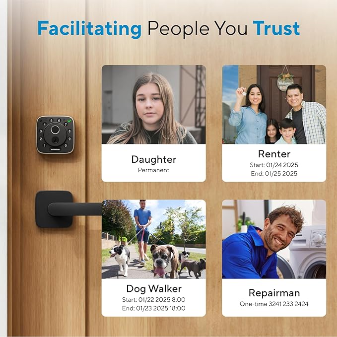 ULTRALOQ Bolt Fingerprint Smart Lock with Handle, Work with Apple Home, Built-in WiFi Front Door Lock Set, Biometric Deadbolt with Door Sensor, Remote Control, Auto Unlock, BHMA Certified