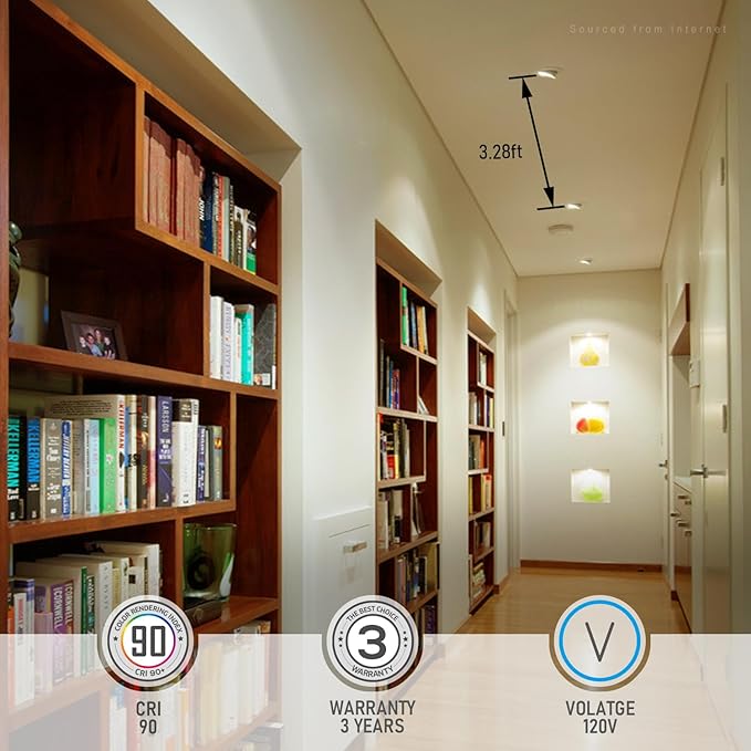 TORCHSTAR 12-Pack 3 Inch Gimbal LED Recessed Light with Junction Box, 7W CRI90+ Dimmable Adjustable Eyeball Canless LED Downlight, 3000K Warm White, Airtight IC, ETL