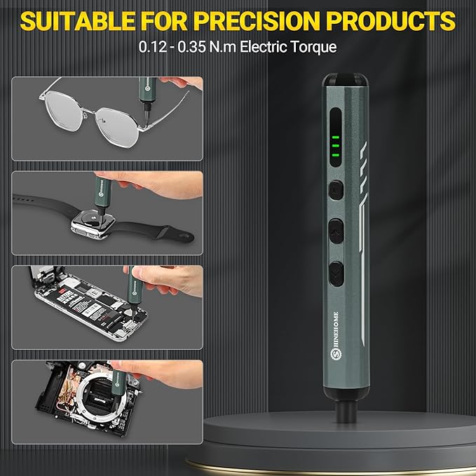 Mini Electric Screwdriver, 66 in 1 Precision Screwdriver Set 50 S2 Magnetic Bits, 4 LED, 5 Torque Small Power Screwdriver Cordless Watch Phone Laptop Repair Tool Kit Cool Gifts For Dads Friends -Grey