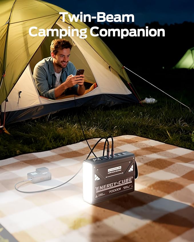MOVE SPEED Portable Power Station 70,000mAh 260Wh Power Bank for Camping Essentials, 145W Small Generator Laptop Portable Charger, USB C Battery Pack with Flash Light, Home Backup Outdoor Emergency