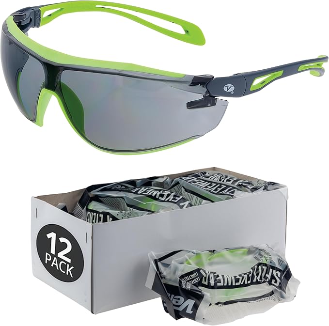 Veratti Encounter Safety Glasses, Anti-Fog Gray Lens, ANSI Z87.1 Certified, Dielectric Gray/Green Frame, Impact Resistant