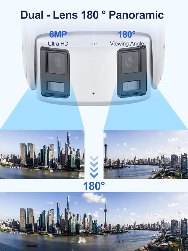 Anpviz 4K PoE Wide Angle Security Camera, Panoramic 180° IP Dual-Lens Dome Camera Outdoor with Human/Vehicle Detection, Starlight Sensor, Two Way Talk (Compatible K/I-Series NVRs)