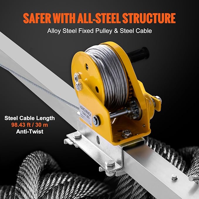 VEVOR Confined Space Tripod Kit w/1200 lbs Winch, Confined Space Tripod 7' Legs and 98' Cable, Confined Space Rescue Tripod 33 Fall Protection, Harness, Storage Bag for Traditional Confined Spaces