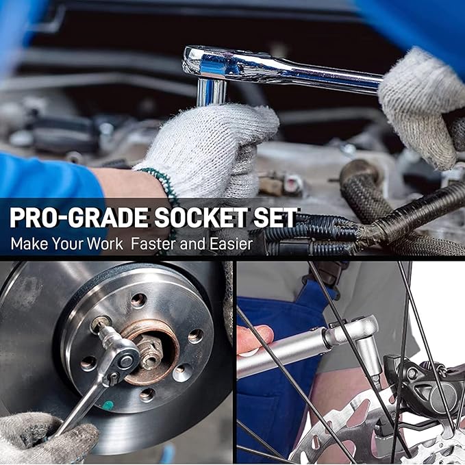 DISEN 32-Piece HEX Bit Socket Set, SAE & Metric Allen Wrench Socket Set with Enhanced Storage Case, Premium Heat Treated Chrome Vanadium Steel & S2 Alloy Steel