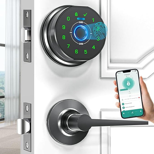 Keyless Entry Door Lock,Keypad with Code & Palm Vein Recognition Smart Deadbolt,Smart Front Electronic Deadbolt,Bluetooth Digital biometric Door Lock,Waterproof Auto Lock (K10 Black)