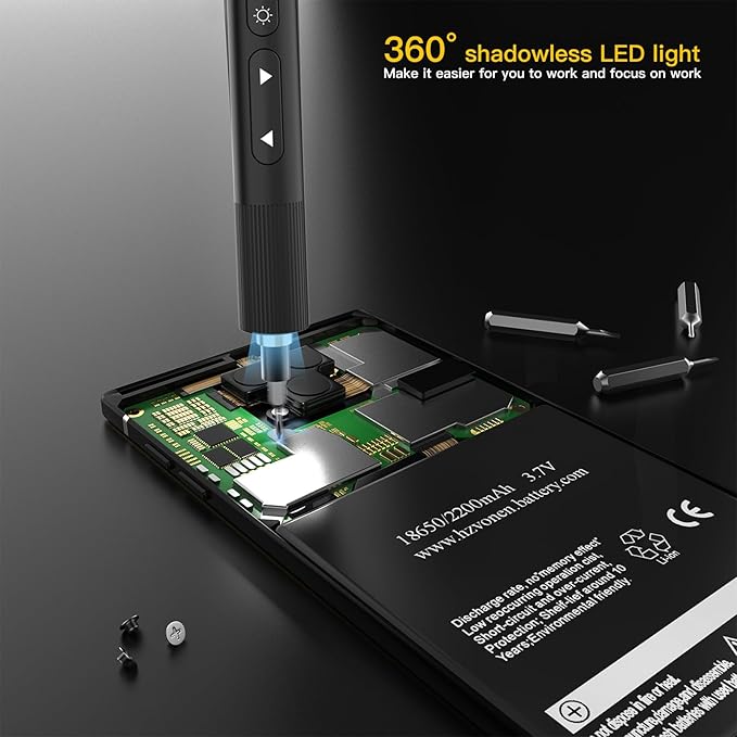 3.7V Electric Screwdriver Rechargeable, 55 in 1 Mini Precision Screwdriver Set, 48 Magnetic Bits, 3 Torque Settings, Small Electric Screwdriver Repair Tool Kit for PC RC Electronics