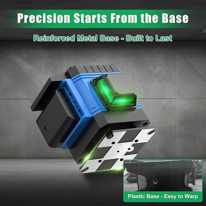 AZZUNO Laser Level 360 Self Leveling Green Beam with LCD Screen, 4x360 lazer leveler tool, Rechargeable Battery & Magnetic Base - Ideal for Construction, Tiling, Tool Gift