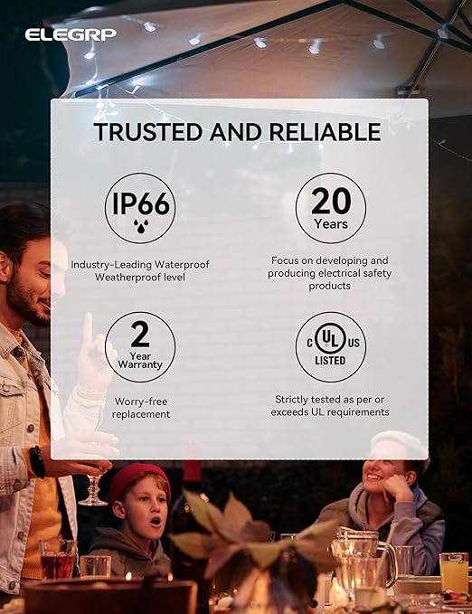 ELEGRP Outdoor Smart Dimmer Plug Waterproof IP66, Smart WiFi Plug with 2 Individually Sockets, Compatible with Alexa & Google Assistant, Outdoor Dimmer for String Lights, UL Listed, 1 Pack, Yellow