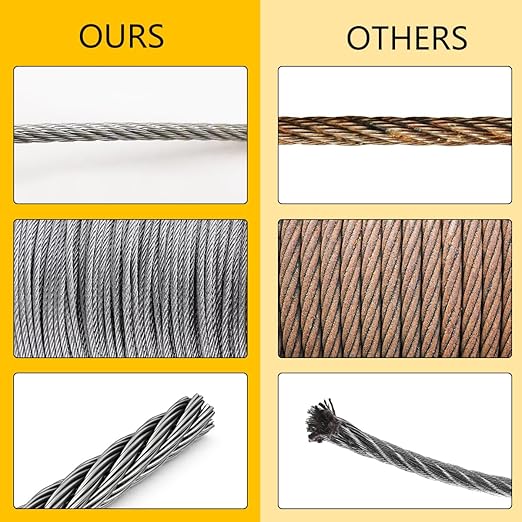 600FT 1/8" T316 Stainless Steel Cable with Cutter, 7x7 Strands Aircraft Wire Rope for Deck Railing, Stair Handrail, Porch Fence, High Strength for Indoor and Outdoor Use