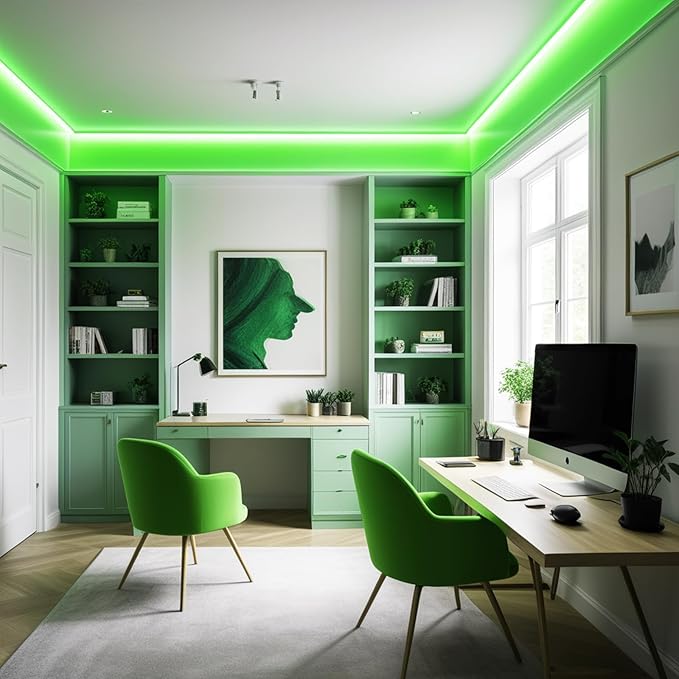 iNextStation 12V Green LED Strip Lights 16.4FT, Flexible Silicone Neon Rope Light, Waterproof, Cuttable, Dimmable & Linkable, for Cabinet, Ceiling, Wall, Bedroom, Kitchen, Garage (No Adapter)