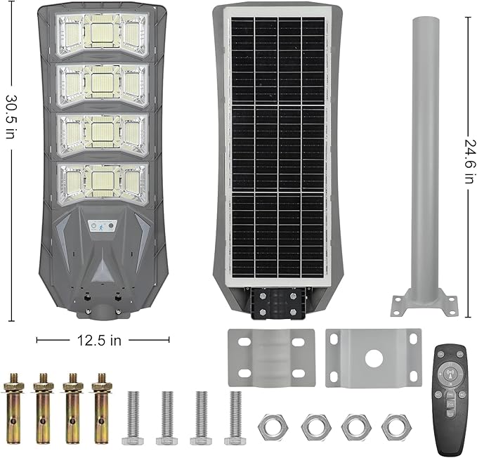 40000lm Solar Street Light Aluminium Outdoor Light, Motion Sensor Waterproof Solar Power Wall Patio Flag Lights for Garden Yard Garage with Remote (4000W)