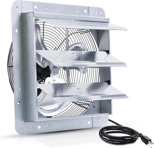 VENTISOL 14 Inch Shutter Exhaust Fan, Ven Fan with Power Cord Wall Mount, High Speed 1520CFM for Garages, Attic, Shops, Greenhouse