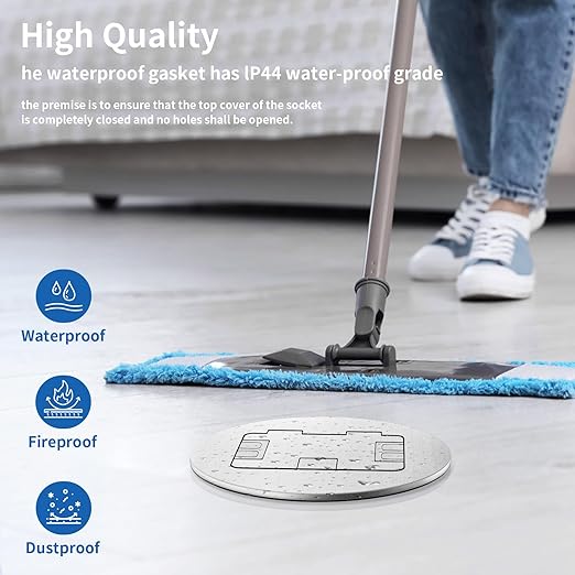 Vagueior Recessed Floor Electrical Outlet Kit, Circular Hidden 4.8A USB,20 Amp Tamper-Resistant Receptacle Outlet ，Waterproof Electrical Outlet Covcer Box, ETL Certified,Silver（2 Pack