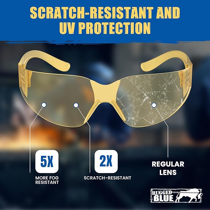 Work Safety Glasses For Men | Ansi Z87 Certified Safety Goggles For Shooting Range | Anti-Scratch Outdoor Glass
