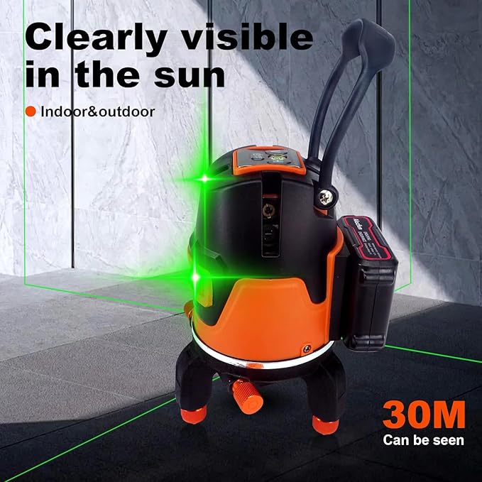 Rotary Laser Level, 360 Cross Line Laser level Self Leveling with 1 mm Horizontal Vertical Beam with 8000mAh Type-C Battery for outdoor Construction Project with Hard Carry Case (Rotary Laser)