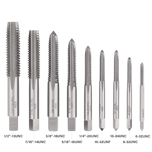 COMOWARE Drill and Tap Sets, HSS Jobber Length Drill Bits with Metal Indexed Case | 18-Piece, 6-32 to 1/2"-13 Tap Sizes
