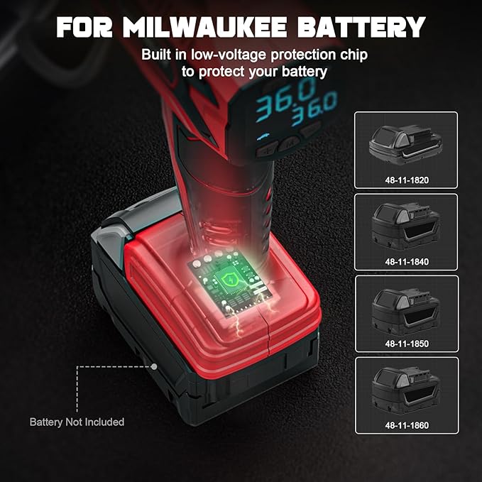 Tire Inflator Air Compressor Compatible with Milwaukee for M18 Battery, LIVOWALNY 160PSI Cordless Portable Electric Air Pump with Digital Pressure Gauge for Car Motorcycles Bike Ball Auto(No Battery)