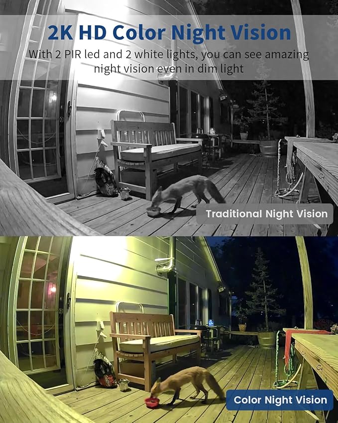 Security Cameras Wireless Outdoor, Battery Powered 2k Color Night Vision, AI Motion Detection, IP66 Weatherproof, 2-Way Talk, SD/Cloud Storage, 2.4Ghz WiFi Cameras for Home Security(2 Pack)