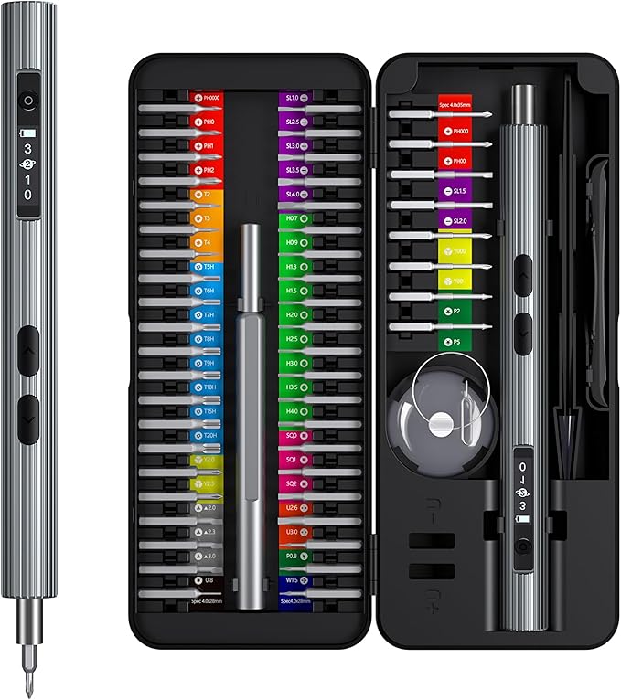 Mini Electric Screwdriver, LIFEGOO 58 in 1 Precision Screwdriver Set with 50 Magnetic Bits, Digital Display Electric Repair Tool Kit for Electronics Phone Camera Laptop Watch