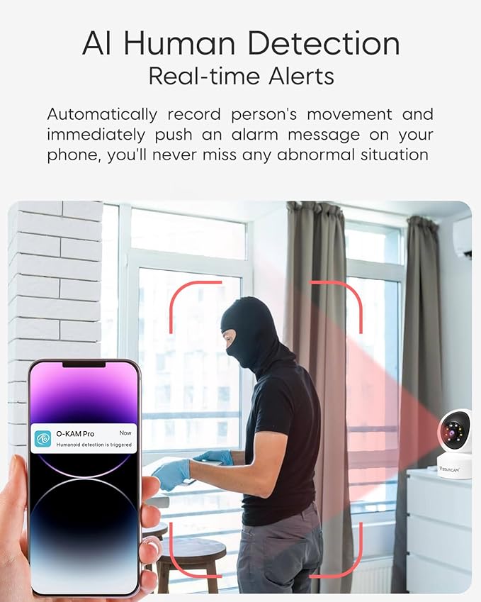 VSTARCAM 360° Pan/Tilt Indoor Security Camera, 2K QHD Dog Camera, 2.4GHz with Full Color Night Vision, Motion Detection for Baby and Pet Monitor, 2-Way Audio, Cloud & SD Card Storage(up to 256GB)
