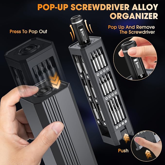 TanSon Mini Electric Screwdriver Set,3.7V Precision Screwdriver Set 50 in 1 Magnetic Drill,OLED Display,5 Torque Settings,4 LED Lights, Portable Repair Tool Kit for Computer,Phone, Watch,Camer,Glasses