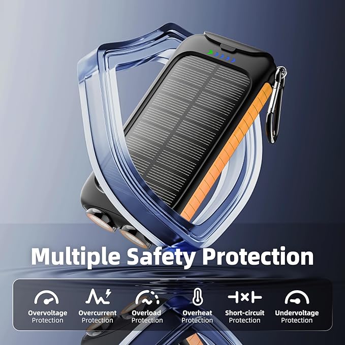 Solar Charger Power Bank 49800mAh - Portable Fast Charging Power Bank with Type-C & Dual USB Ports, Compatible with iPhone, Samsung & More, Waterproof Solar Panel for Camping, Hiking, and Outdoor Use