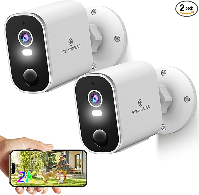 Security Cameras Wireless Outdoor 2K: Battery Powered WiFi Camera with AI Motion Detection for Home - Color Night Vision Spotlight Siren Alarm 2-Way Talk IP65 Waterproof Cloud TF Storage 2-Pack