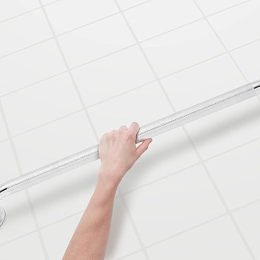 Medline Knurled Chrome 24” Grab Bar for Shower & Bathtub, Independence & Ease of Movement — for Elderly, Handicapped or Seniors, 300 lb. Capacity, 1 Bar
