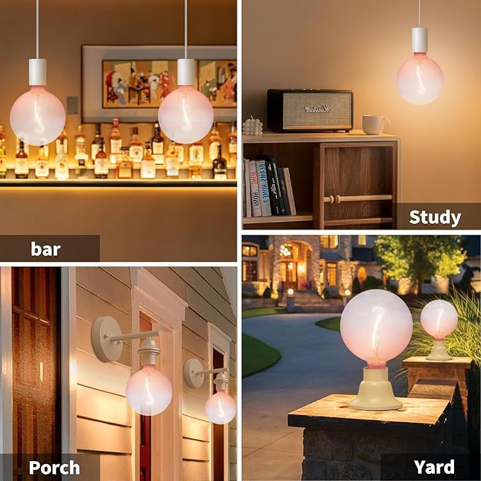 ONEWISH Large LED Bulb,G150 Pink Globe Decorative Bulbs,Warm White 2700K 3W,30W Equivalent,E26 Base,6 inch Oversized Edison Bulb for Bedroom Living Room Home,1 Pack