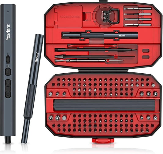 Mini Electric Screwdriver 155 in 1 Small Precision Screwdriver Set Max 5 N.m Cordless Screwdrivers with 3 Torque Settings 140 S2 Magnetic Bits, Repair Tool Set for Phone Computer Watch Drones