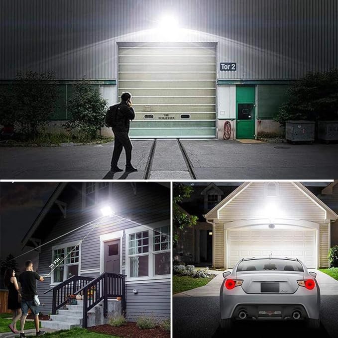 Security Lights Outdoor, Flood Lights Hardwired AC Power, Motion Sensor/Dusk to Dawn/ 6Hrs/Eco Dim 4 Working Modes, 280W Equiv. 5000K, Exterior Security Floodlight for Yard/Garage/Patio, 2Pack