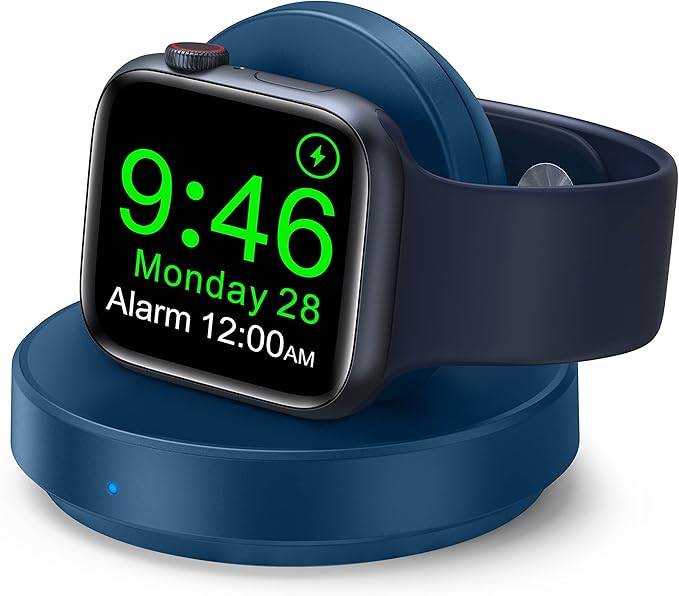 Portable Magnetic Charging Dock for Apple Watch, Wireless Fast Watch Charger Stand with Charging Cable, Support Nightstand Mode, Compatible with Apple Watch 10 9 8 7 SE 6 5 4 3 2/Ultra 2-Blue