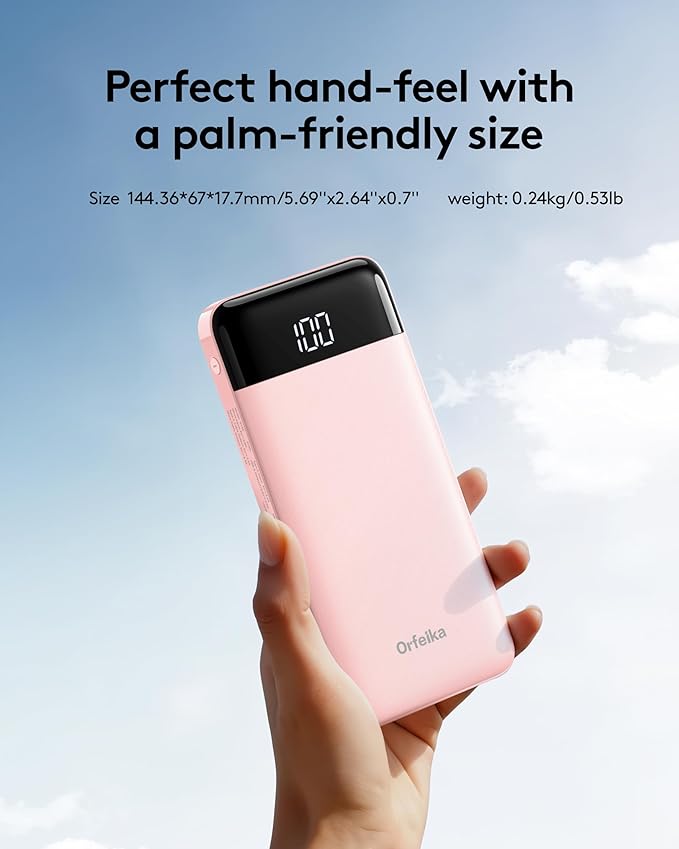 Portable Phone Charger, 10000mAh Portable Charger Power Bank with Built-in Cables, Travel Essential Battery Pack Compatible with iPhone, Samsung, Google, iPads, Tablets, etc