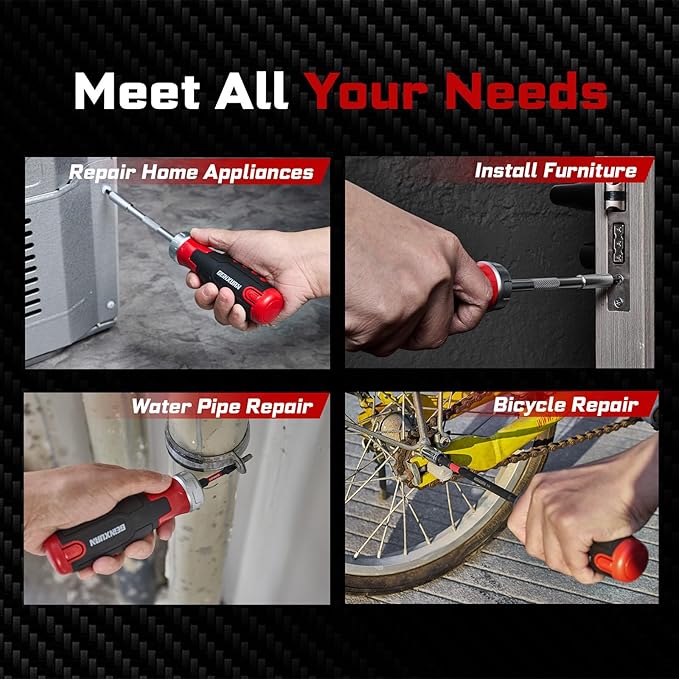 Mini Changeable Head Manual Screwdriver Holder Set, 12-in-1 Multi-bit Magnetic Screwdriver Quick-Load Mechanism, with 12pcs S2 Steel Phillips/Slotted/Torx/Square Bits