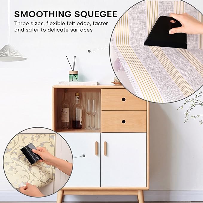 NEWISHTOOL Wallpaper Kit Wallpaper Smoothing Tool with Squeegee Smoother, Seam Roller, Wallpaper Brusher, Wallpaper Stripper, Sticker Scraper for Applying Peel and Stick Wallpaper, Vinyl Backsplash