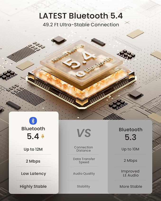 Wireless in-Ear Earbuds with 4 Mics ENC Call-Enhancing Rophones, 40H Playtime, Bluetooth 5.4, IPX5 Waterproof, True Wireless Earbuds for Laptops, Tablets, Smartphones, and Gym Workouts, Black