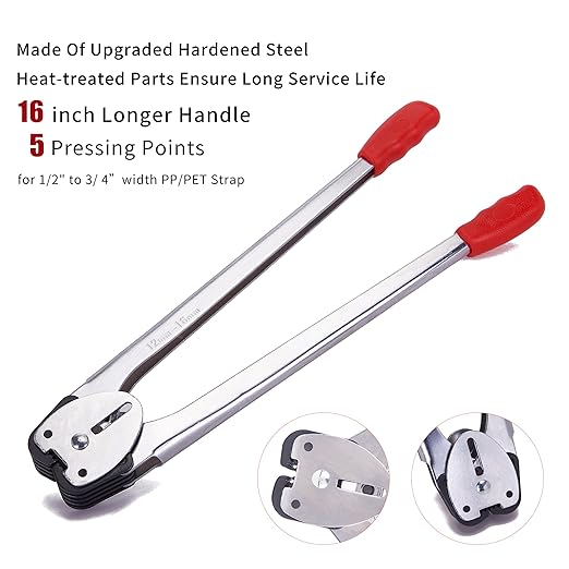 Banding Strapping Kit - Pallet Packaging Strapping Tool with Sealer Tools, 328' Length x 1/2" Wide, 100 Metal Seals Included - Durable Poly Strapping Kit a