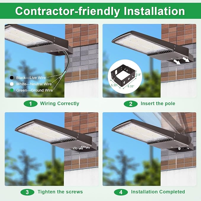 300W LED Parking Lot Light, 5700K 42000LM LED Shoebox Area Light [1000W MH/HPS Equiv.], 0-10V Dimmable Outdoor Pole Flood Lights with Yoke Mount, IP65 20KV Surge Protection AC100-277V UL&DLC Listed