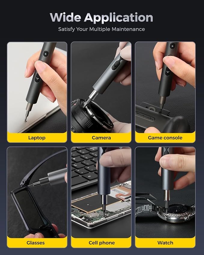 LIFEGOO Mini Electric Screwdriver, 62 in 1 Cordless Precision Power Screwdriver Set with 48 Bits, LED Lights Magnetic Mat, Rechargeable Portable Repair Tool Kit for Phone Watch Camera Laptop PC