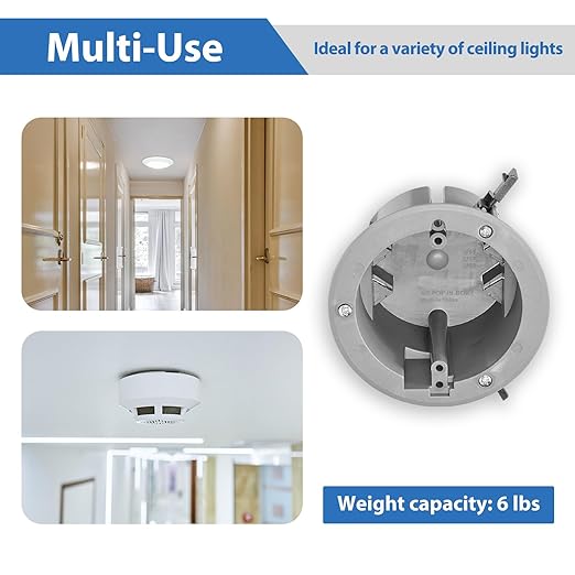 Round Electrical Box 24 Pack Old Work Ceiling, PVC, UL Listed, Grey